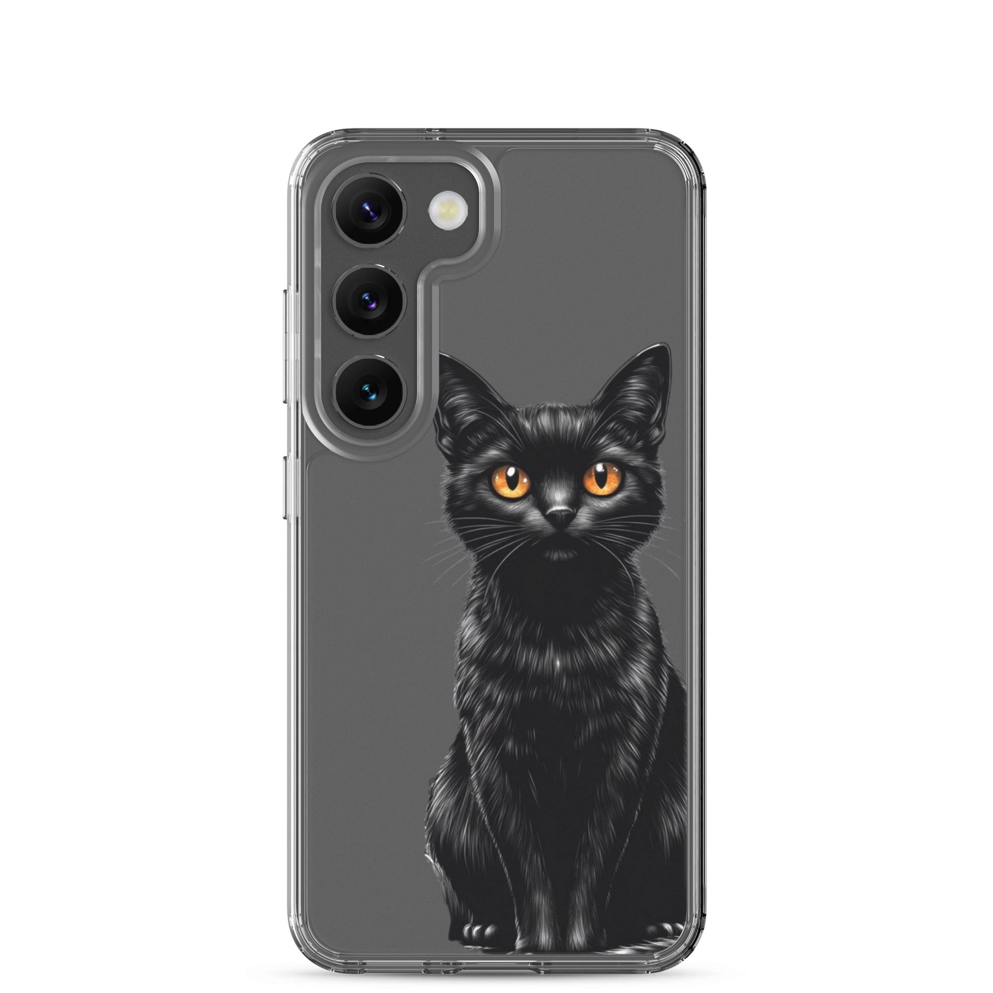 Black Cat Clear Case for Samsung Galaxy S23 – Elegant Minimal Protective Cover