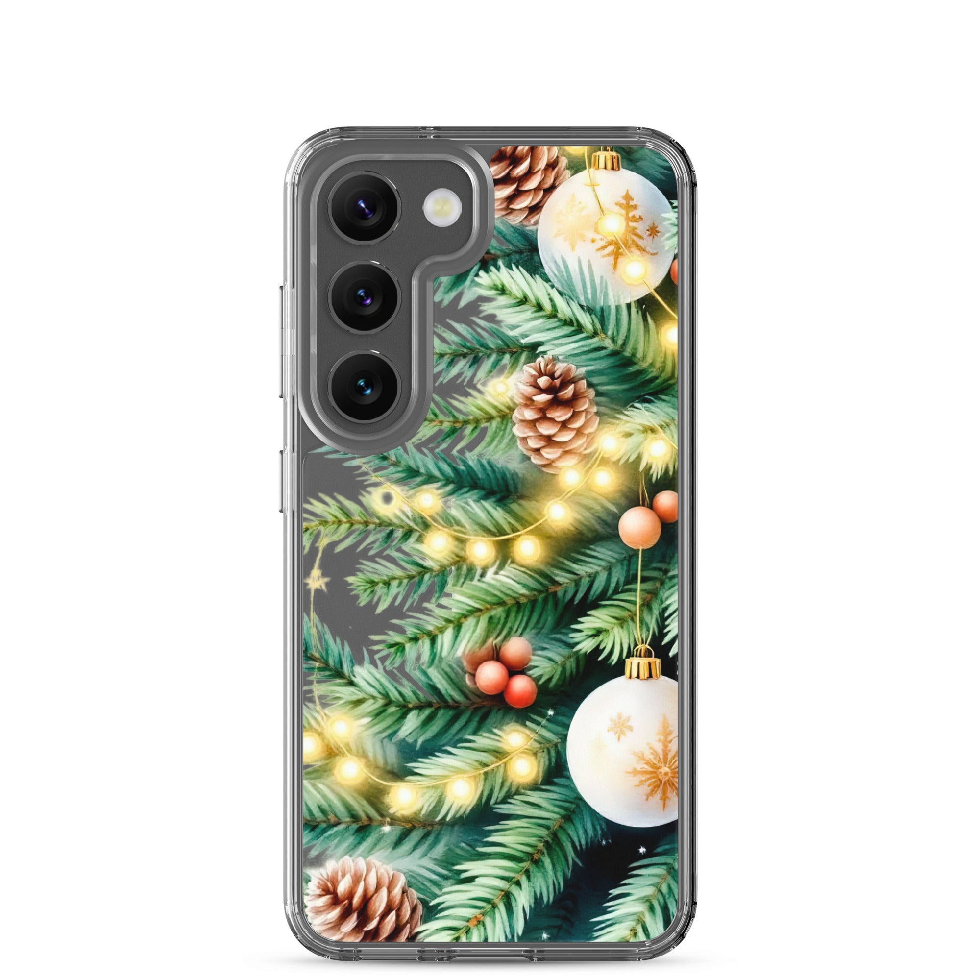Christmas Pine Branches Clear Case for Samsung Galaxy S23 – Festive Winter Protective Cover