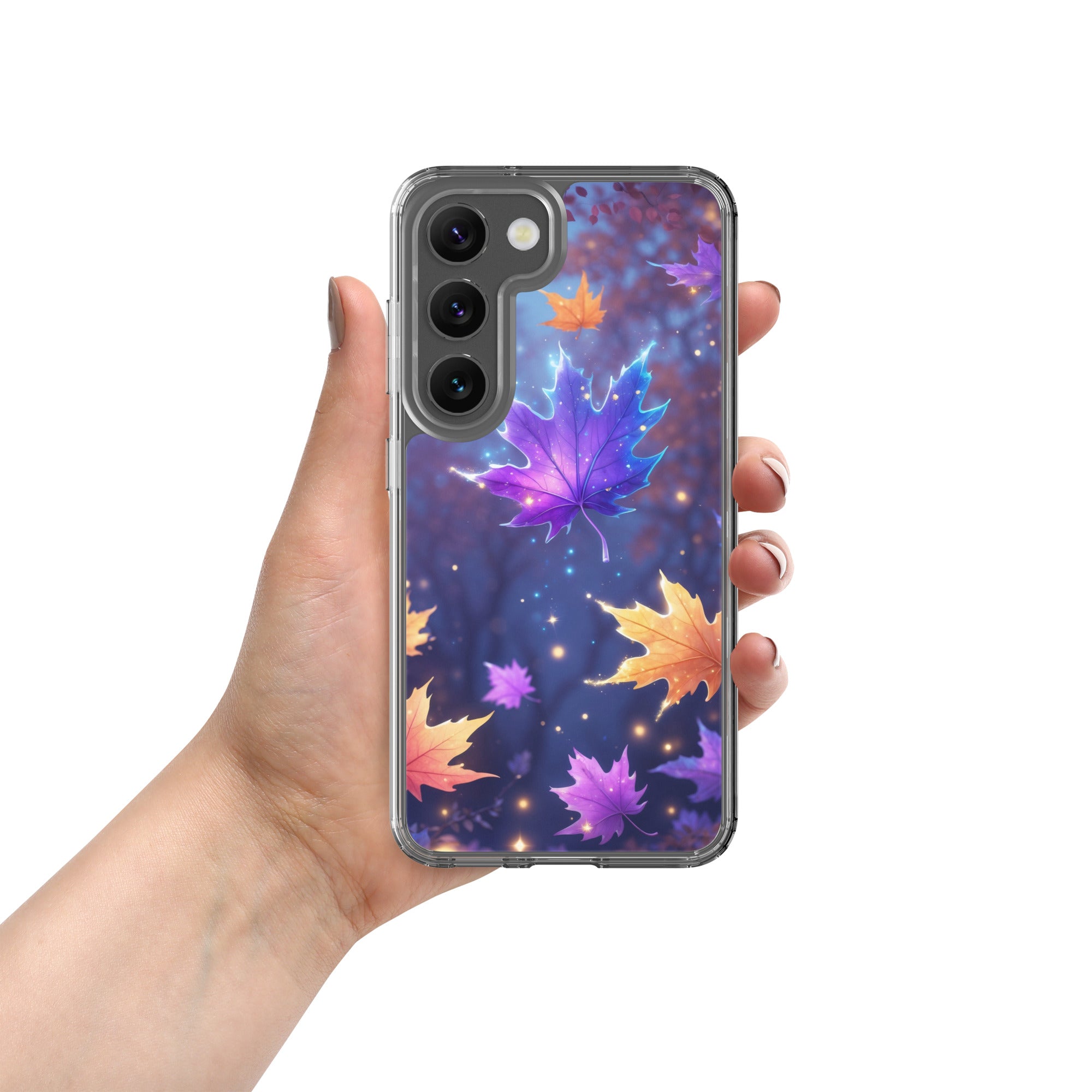 Autumn Leaves Glow Clear Case for Samsung Galaxy S23 – Magical Nature Protective Cover