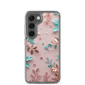 Pastel Floral Leaves Clear Case for Samsung Galaxy S23 – Soft Elegant Protective Cover