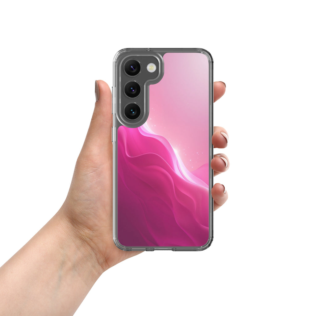 Pink Gradient Waves Dream Clear Case for Samsung Galaxy S23 – Minimal Abstract Protective Cover