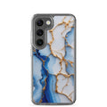 Blue Marble Gold Veins Clear Case for Samsung Galaxy S23 – Elegant Stone Protective Cover
