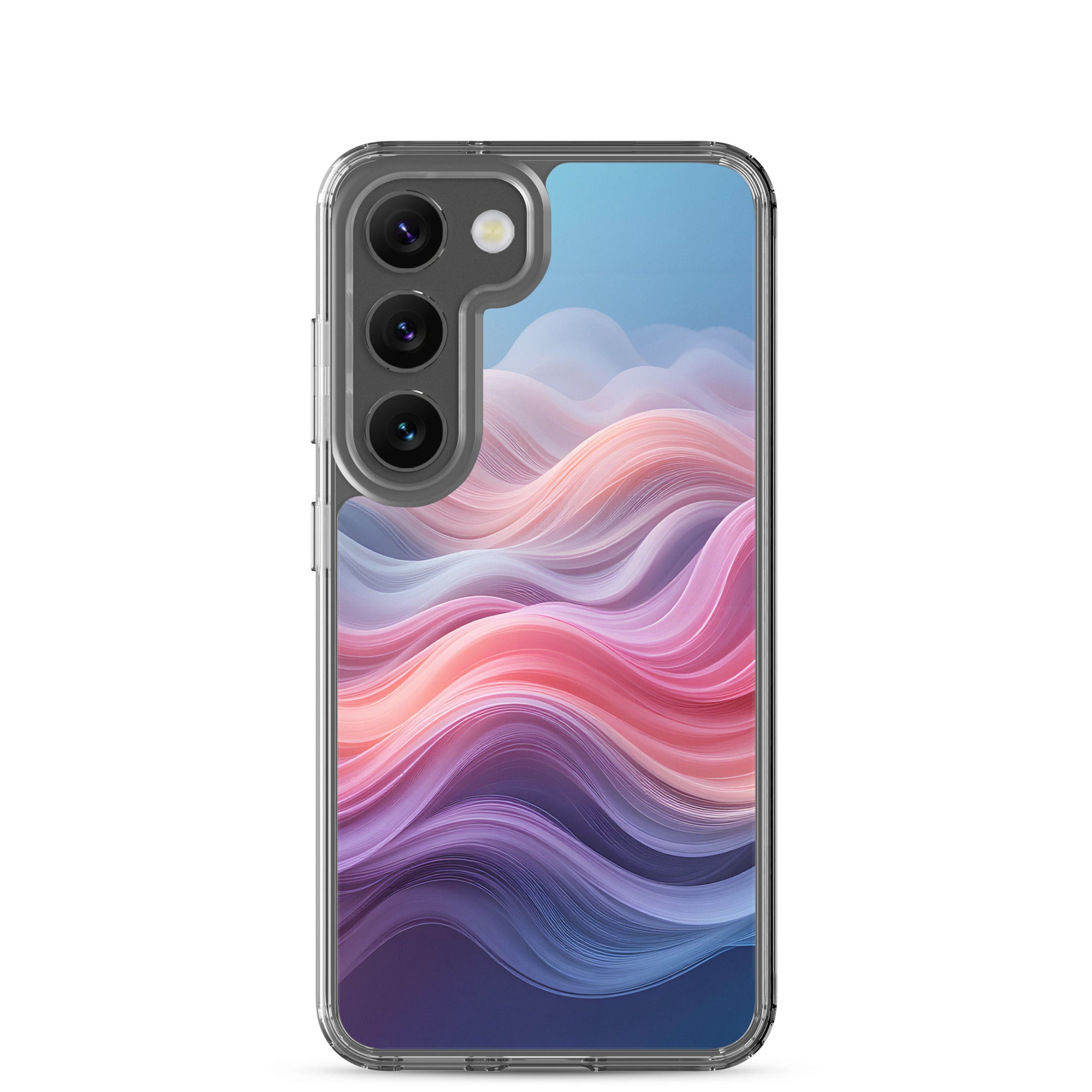 Abstract Pink & Blue Waves Dream Clear Case for Samsung Galaxy S23 – Modern Gradient Protective Cover