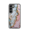 Pastel Marble Gold Clear Case for Samsung Galaxy S23 – Elegant Abstract Protective Cover