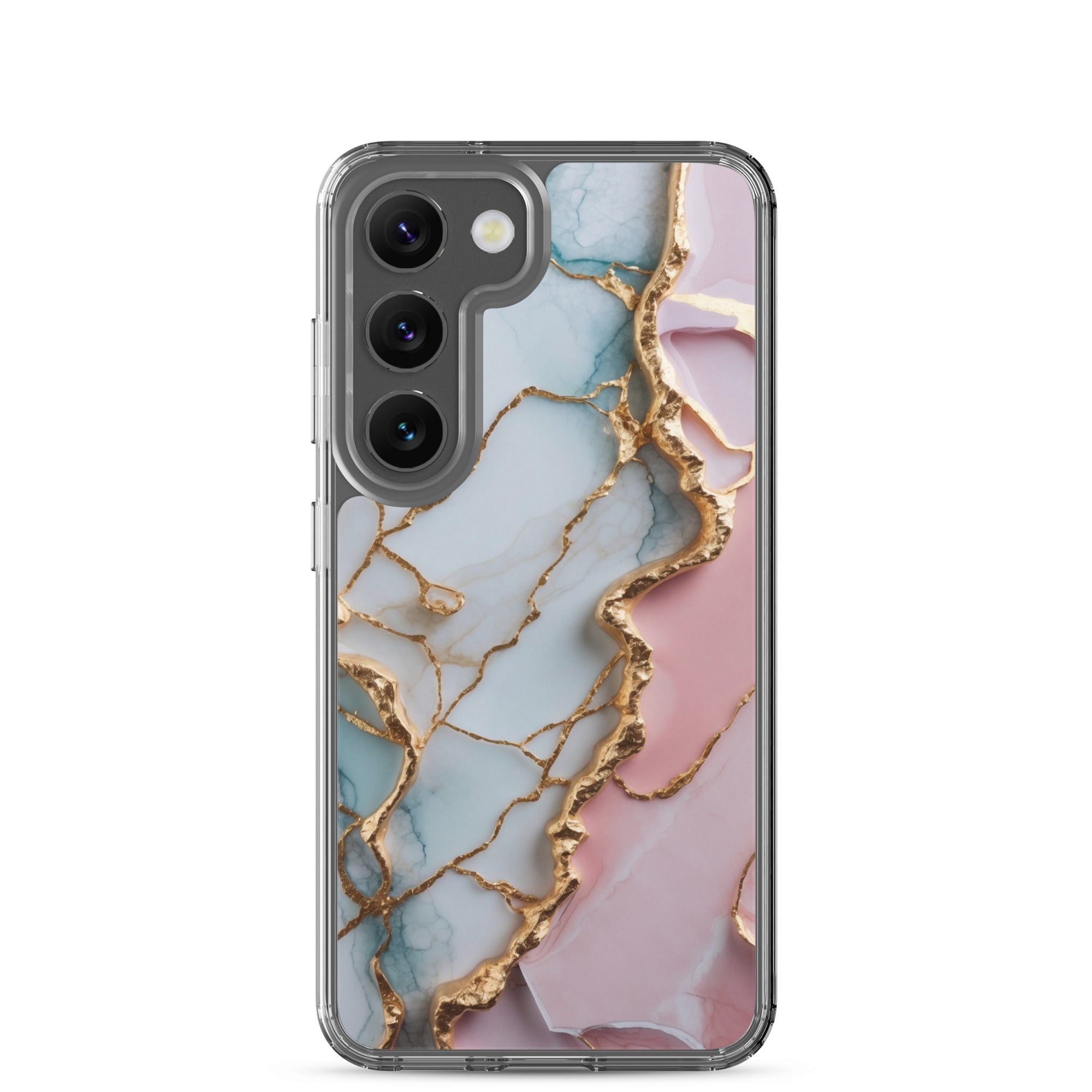 Pastel Marble Gold Clear Case for Samsung Galaxy S23 – Elegant Abstract Protective Cover