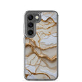 White Marble Gold Veins Clear Case for Samsung Galaxy S23 – Elegant Stone Protective Cover