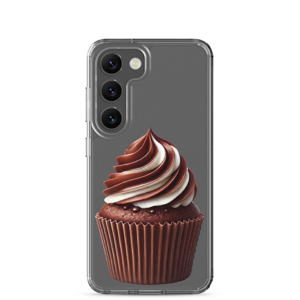 Chocolate Swirl Cupcake Clear Case for Samsung Galaxy S23 – Dessert-Inspired Protective Cover