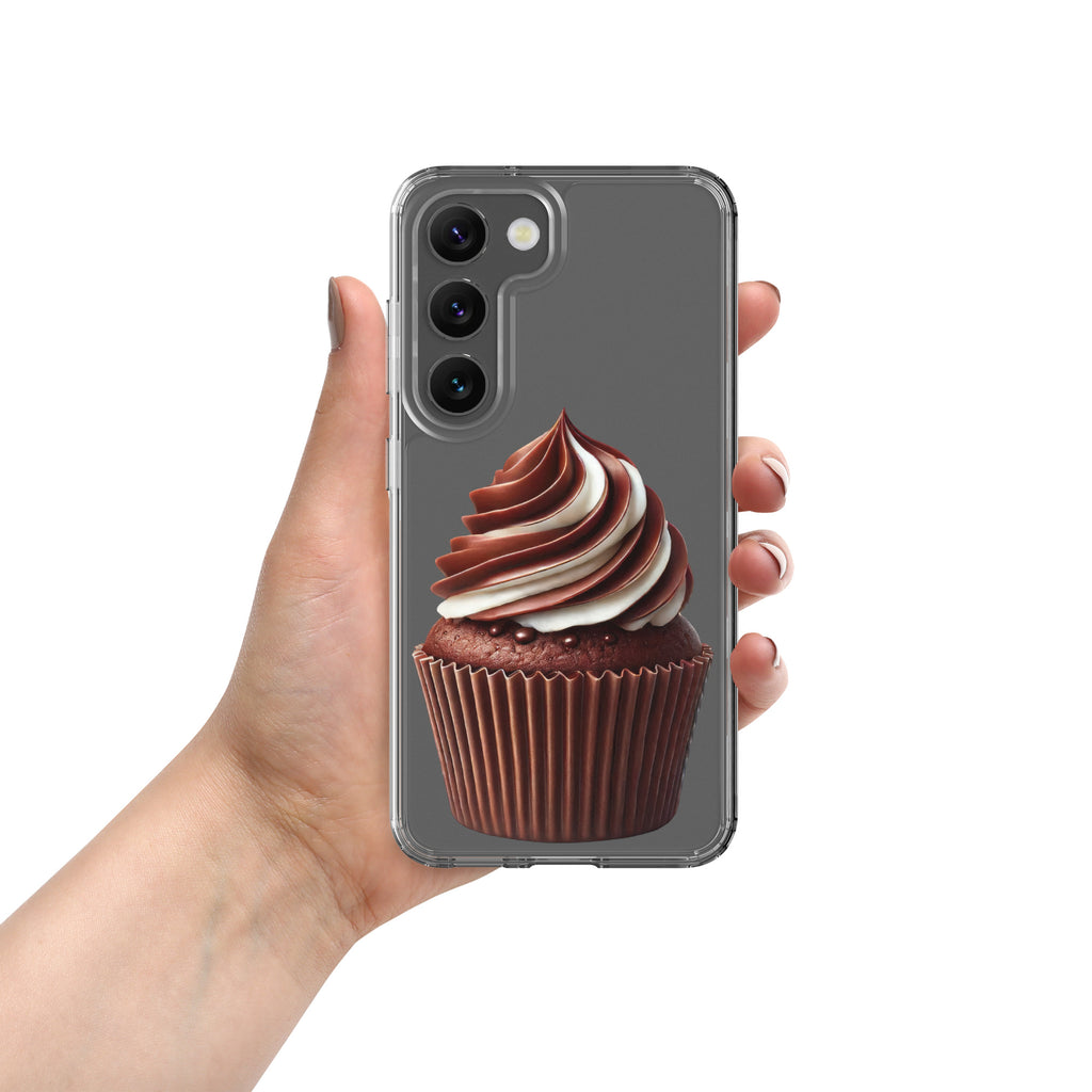 Chocolate Swirl Cupcake Clear Case for Samsung Galaxy S23 – Dessert-Inspired Protective Cover