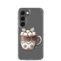 Festive Winter Mug Clear Case for Samsung Galaxy S23 – Cozy Holiday Hot Cocoa Protective Cover