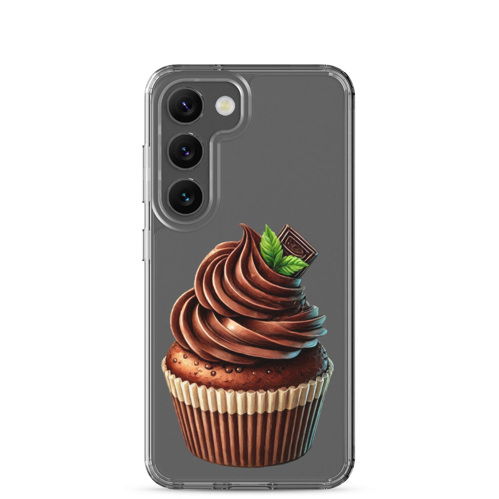 Chocolate Cupcake Clear Case for Samsung Galaxy S23 – Sweet Dessert Art Protective Cover