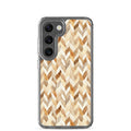 Warm Knit Pattern Clear Case for Samsung Galaxy S23 – Neutral Woven Texture Protective Cover