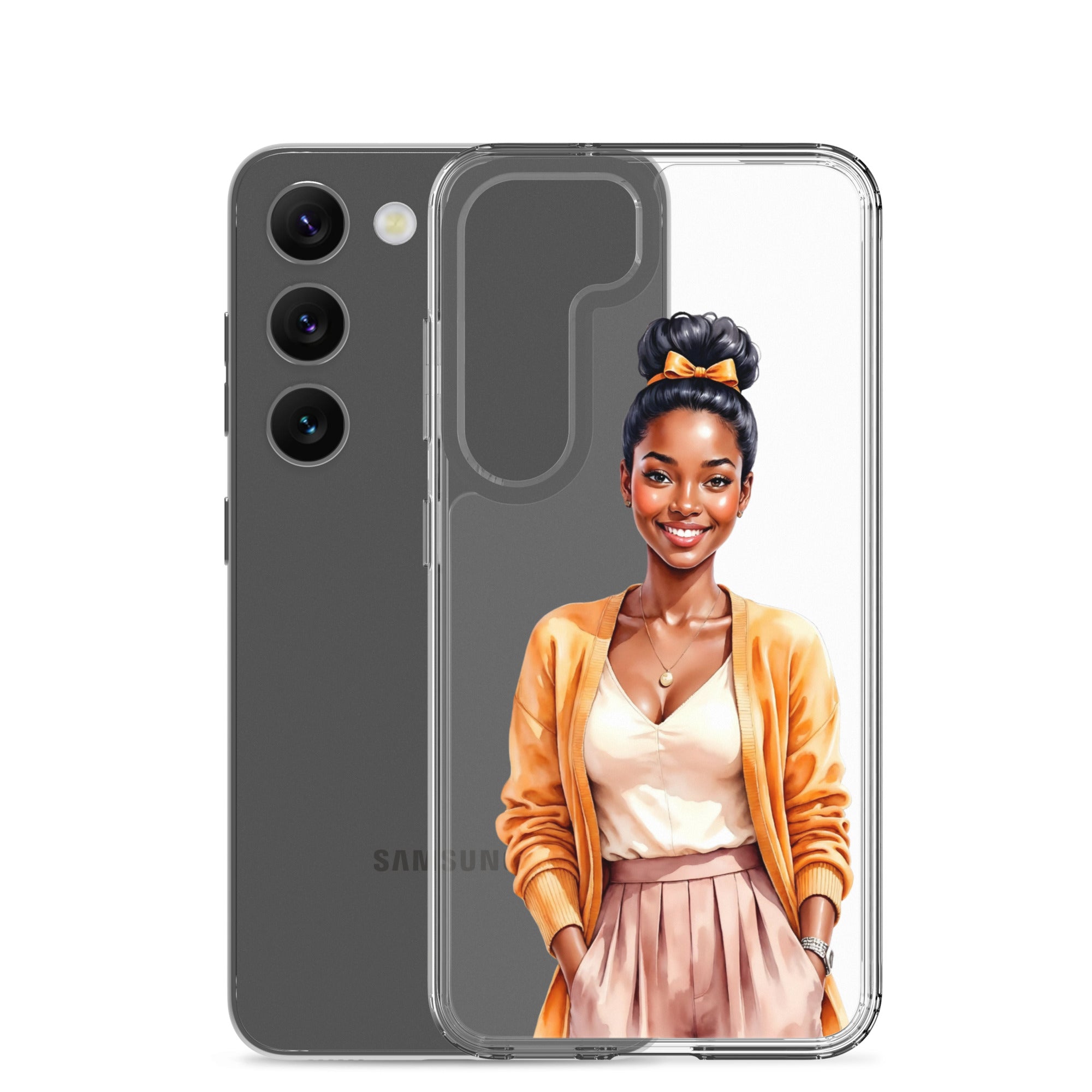 Elegant Portrait Clear Case for Samsung Galaxy S23 – Minimalist Fashion Protective Cover