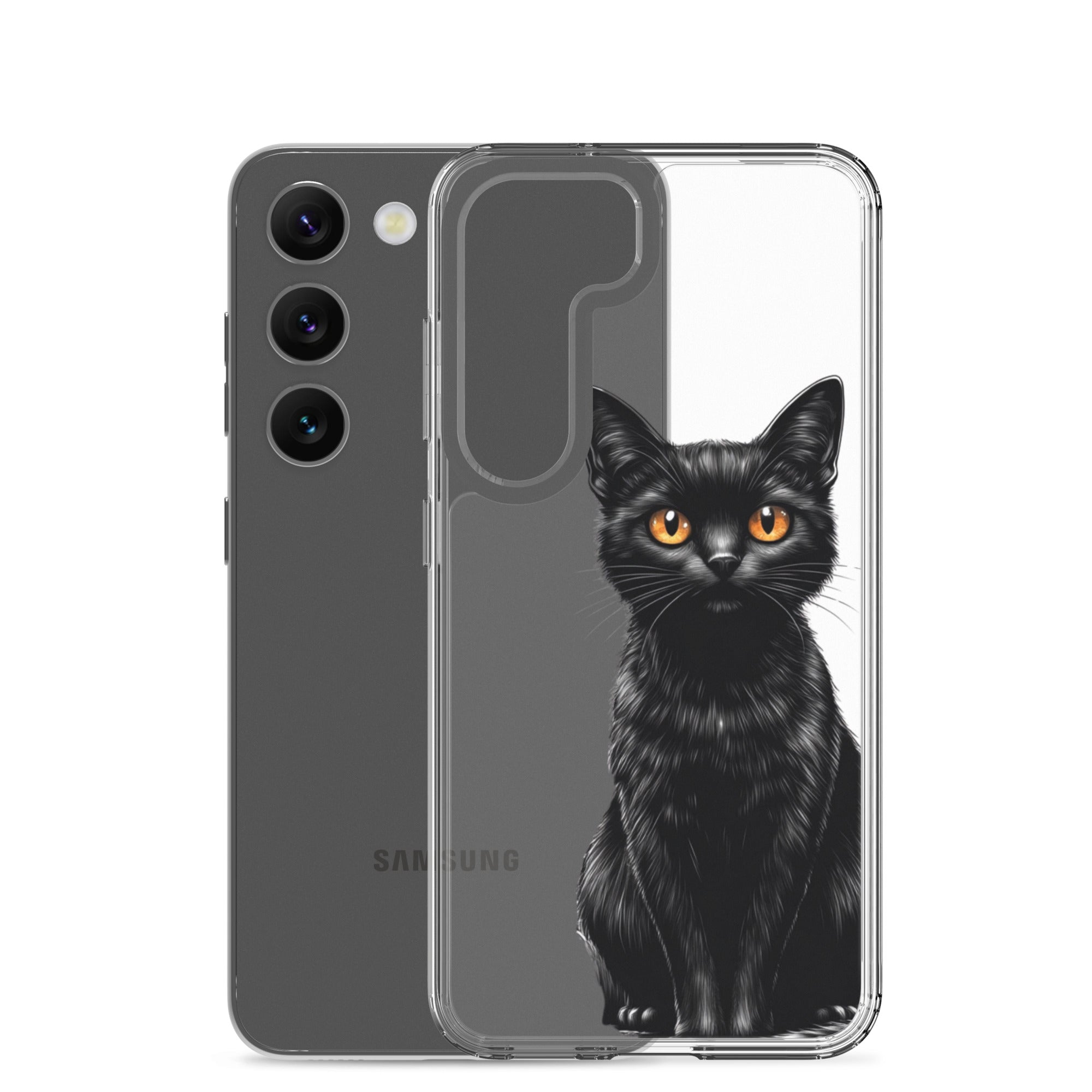 Black Cat Clear Case for Samsung Galaxy S23 – Elegant Minimal Protective Cover