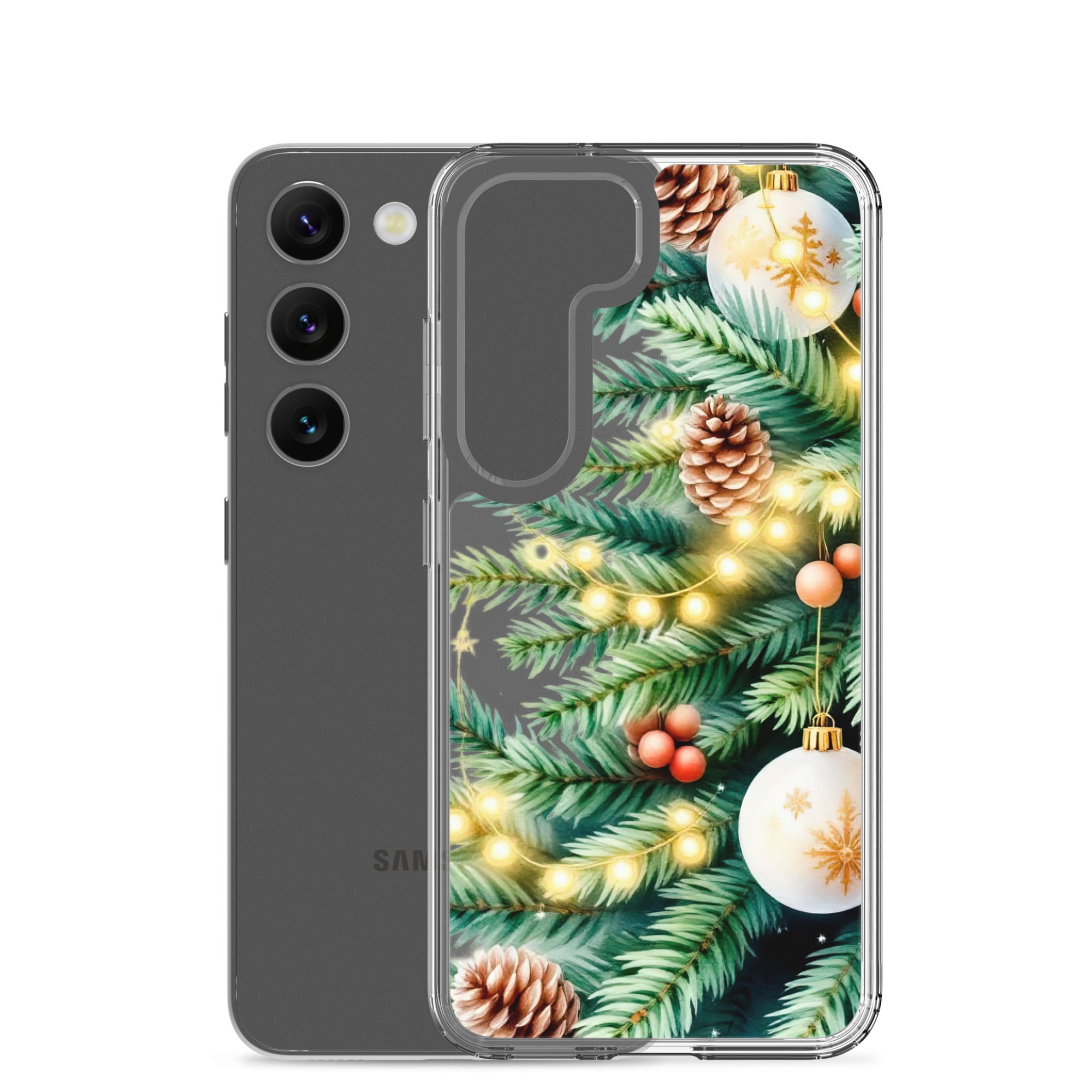 Christmas Pine Branches Clear Case for Samsung Galaxy S23 – Festive Winter Protective Cover
