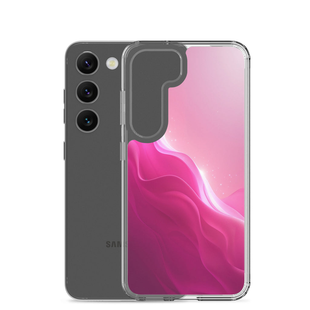 Pink Gradient Waves Dream Clear Case for Samsung Galaxy S23 – Minimal Abstract Protective Cover
