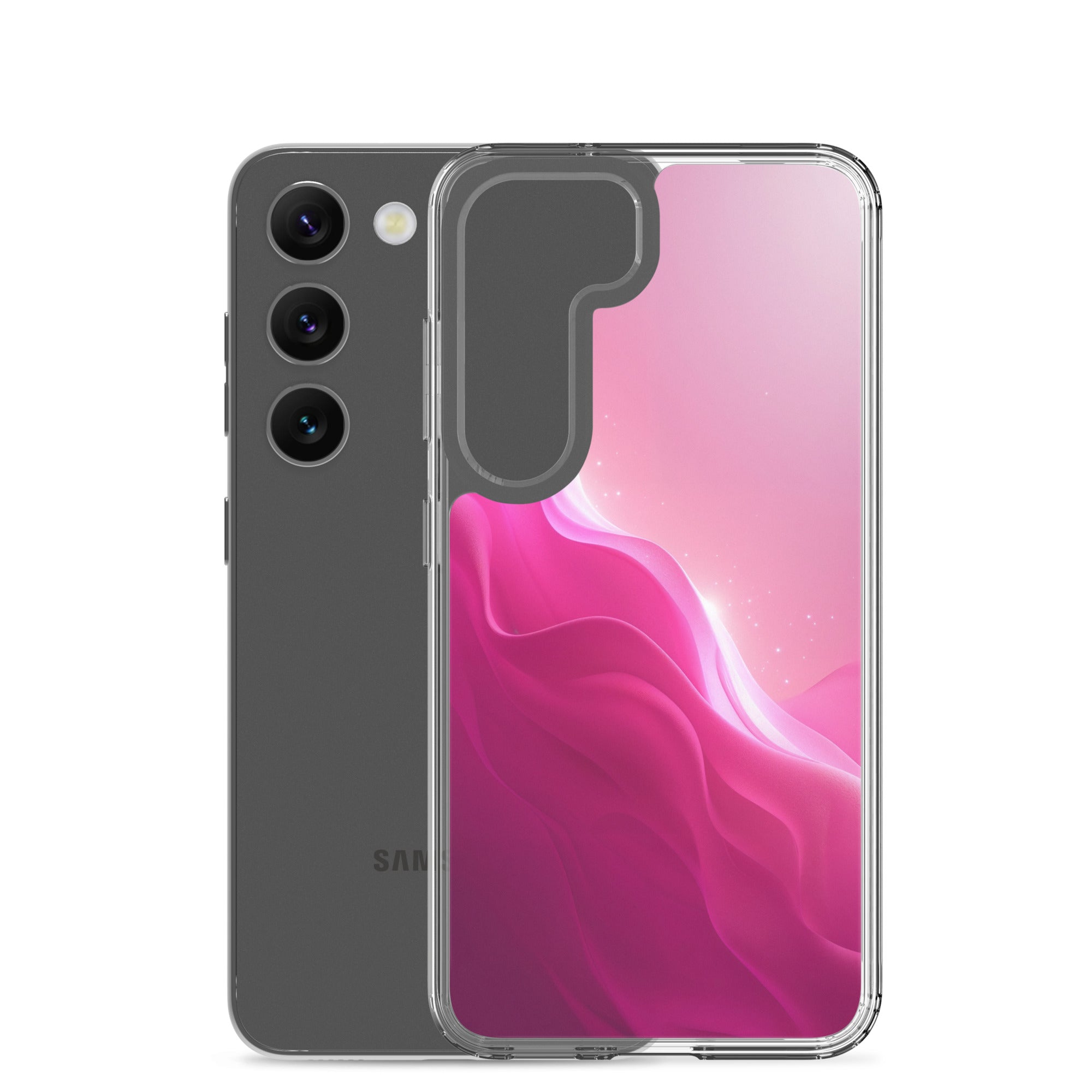 Pink Gradient Waves Dream Clear Case for Samsung Galaxy S23 – Minimal Abstract Protective Cover
