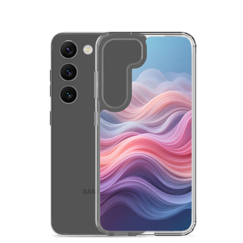 Abstract Pink & Blue Waves Dream Clear Case for Samsung Galaxy S23 – Modern Gradient Protective Cover