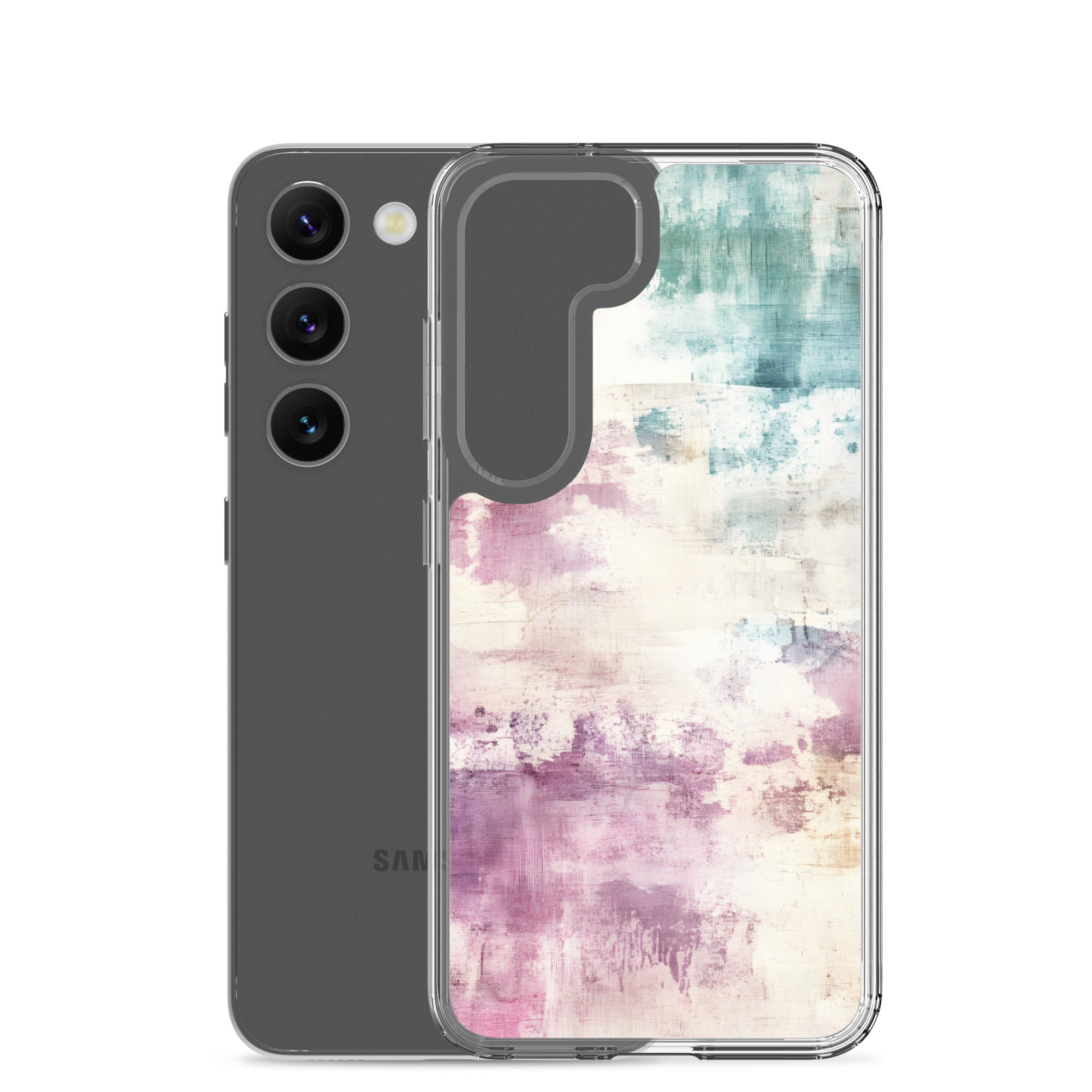 Soft Abstract Pastel Clear Case for Samsung Galaxy S23 – Modern Watercolor Protective Cover