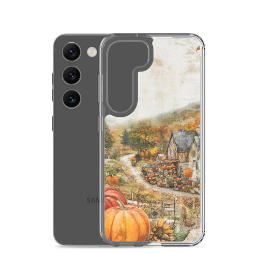 Autumn Village Clear Case for Samsung Galaxy S23 – Cozy Fall Countryside Protective Cover