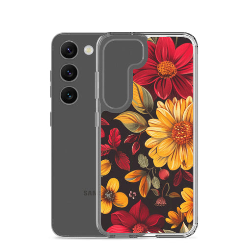 Autumn Bloom Floral Clear Case for Samsung Galaxy S23 – Warm Fall Flowers Protective Cover