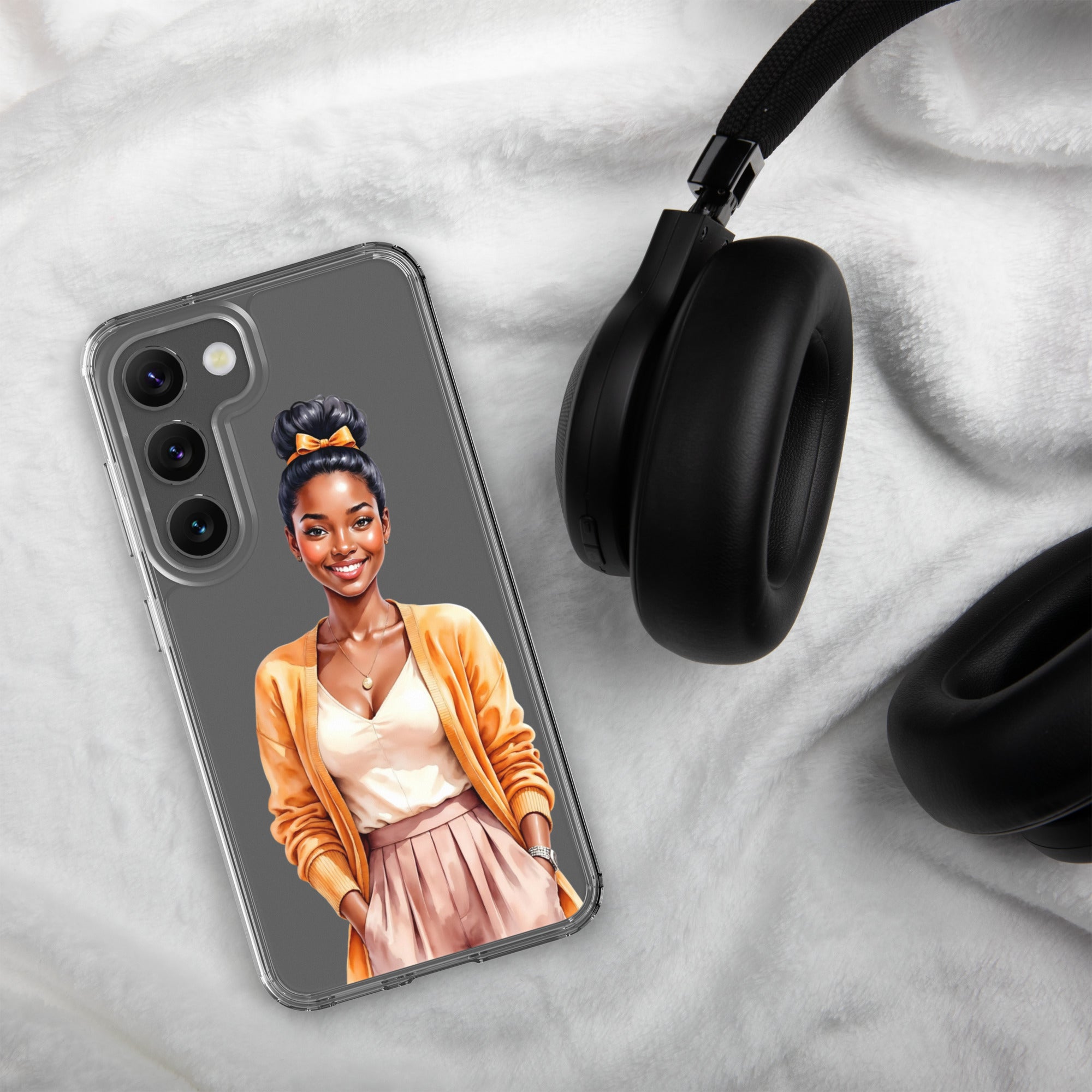 Elegant Portrait Clear Case for Samsung Galaxy S23 – Minimalist Fashion Protective Cover