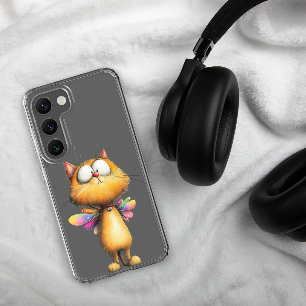 Whimsical Fairy Cat Clear Case for Samsung Galaxy S23 – Playful Fantasy Protective Cover