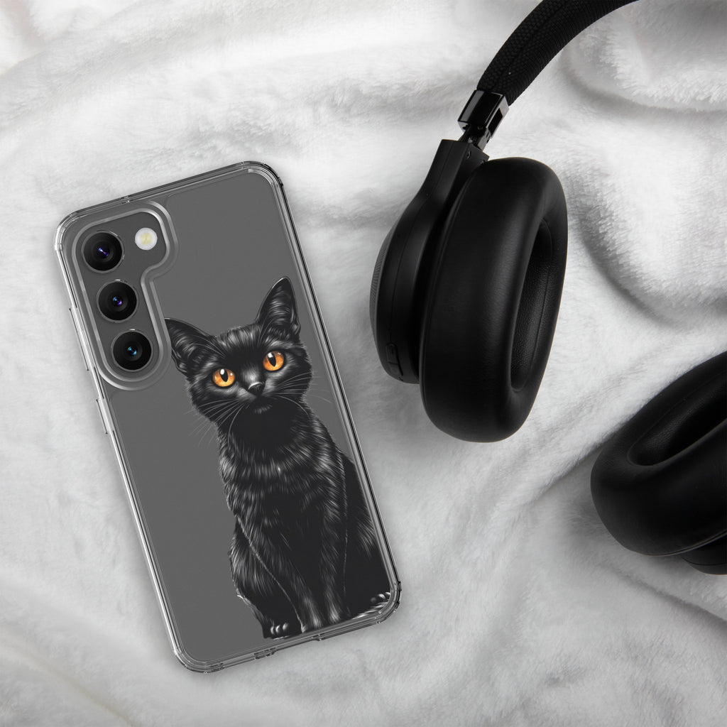 Black Cat Clear Case for Samsung Galaxy S23 – Elegant Minimal Protective Cover