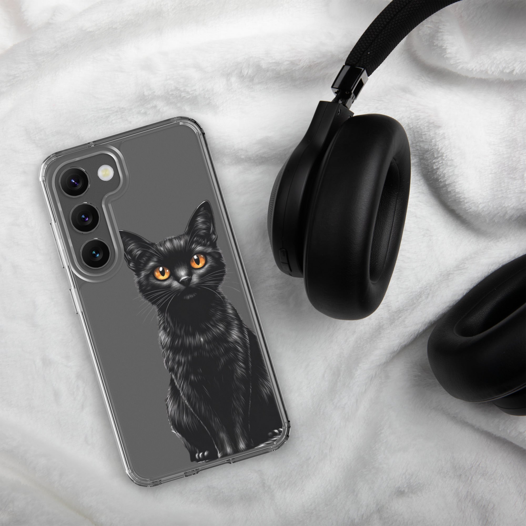 Black Cat Clear Case for Samsung Galaxy S23 – Elegant Minimal Protective Cover