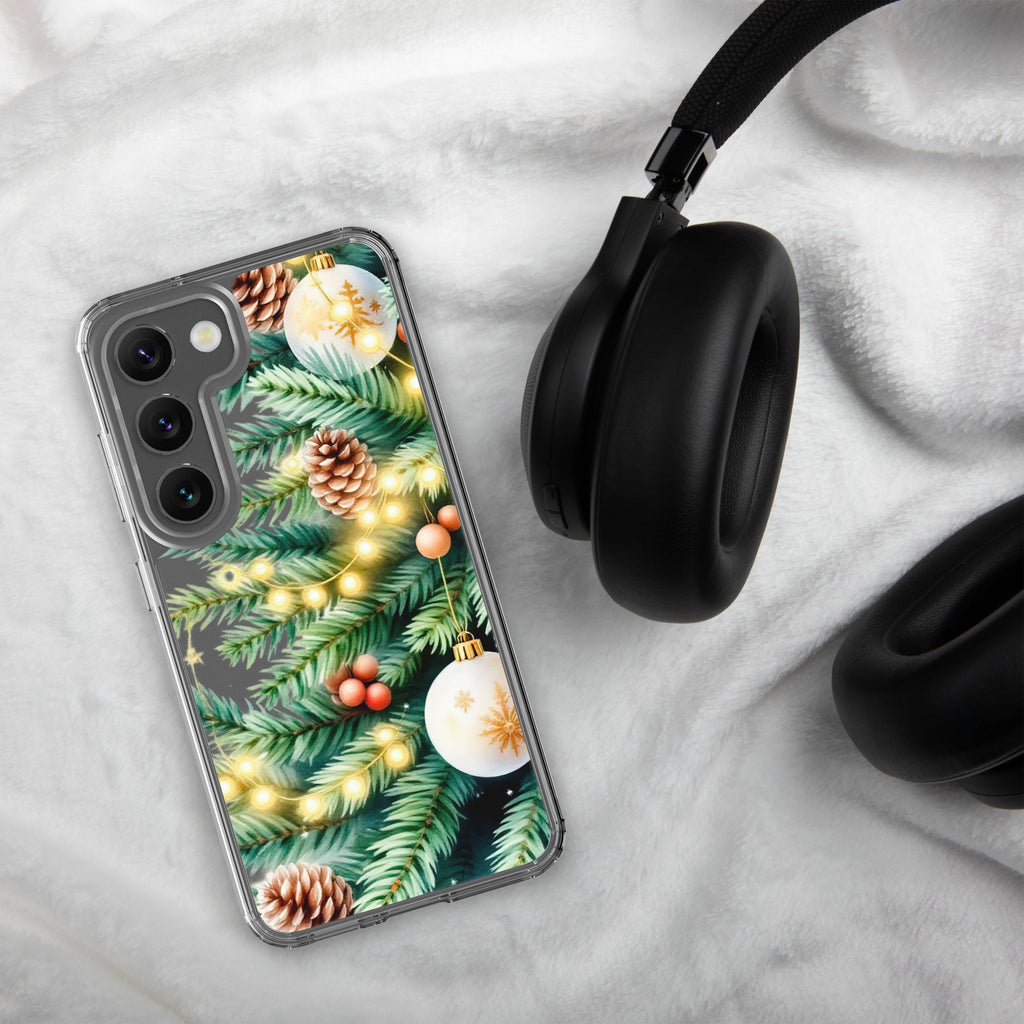 Christmas Pine Branches Clear Case for Samsung Galaxy S23 – Festive Winter Protective Cover