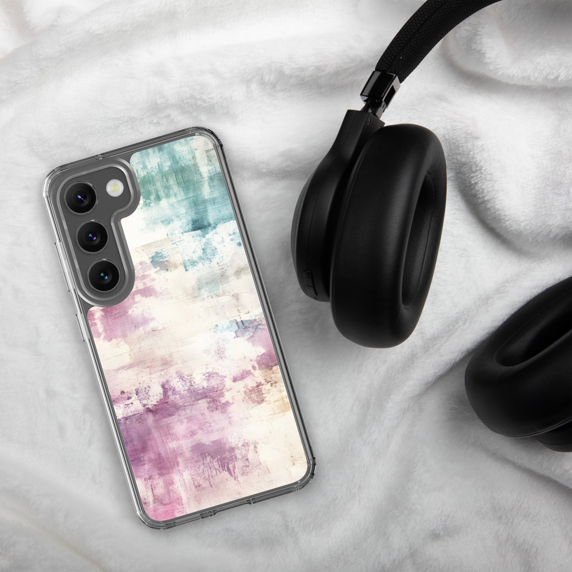 Soft Abstract Pastel Clear Case for Samsung Galaxy S23 – Modern Watercolor Protective Cover