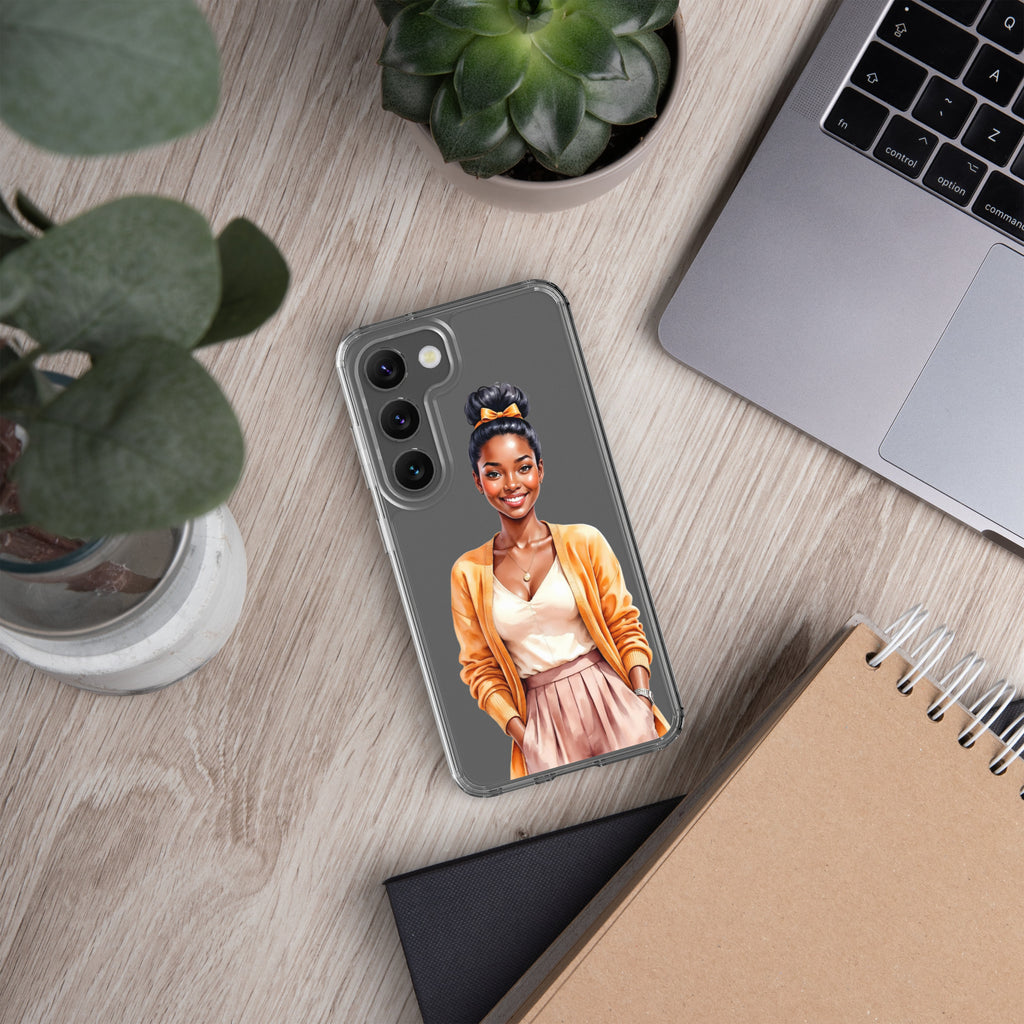 Elegant Portrait Clear Case for Samsung Galaxy S23 – Minimalist Fashion Protective Cover