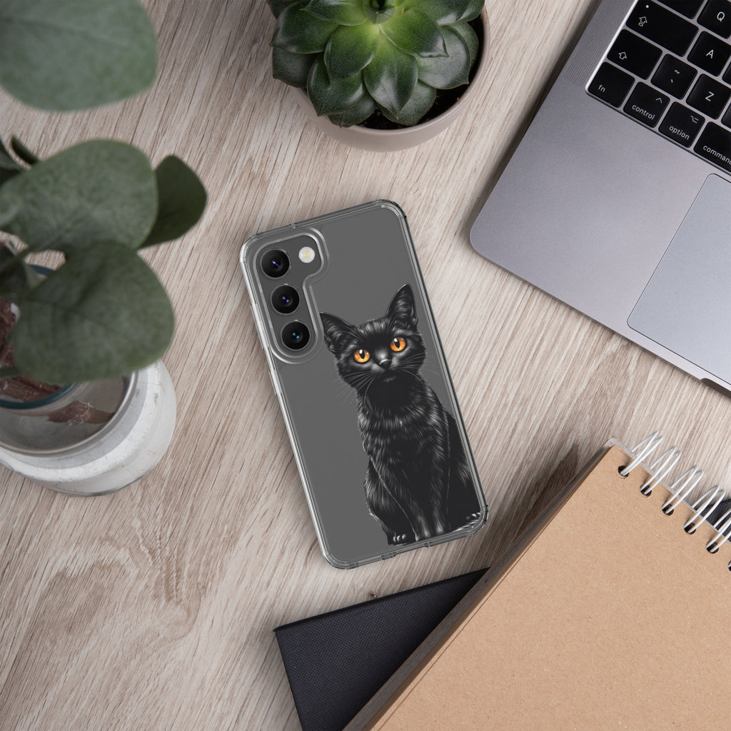 Black Cat Clear Case for Samsung Galaxy S23 – Elegant Minimal Protective Cover