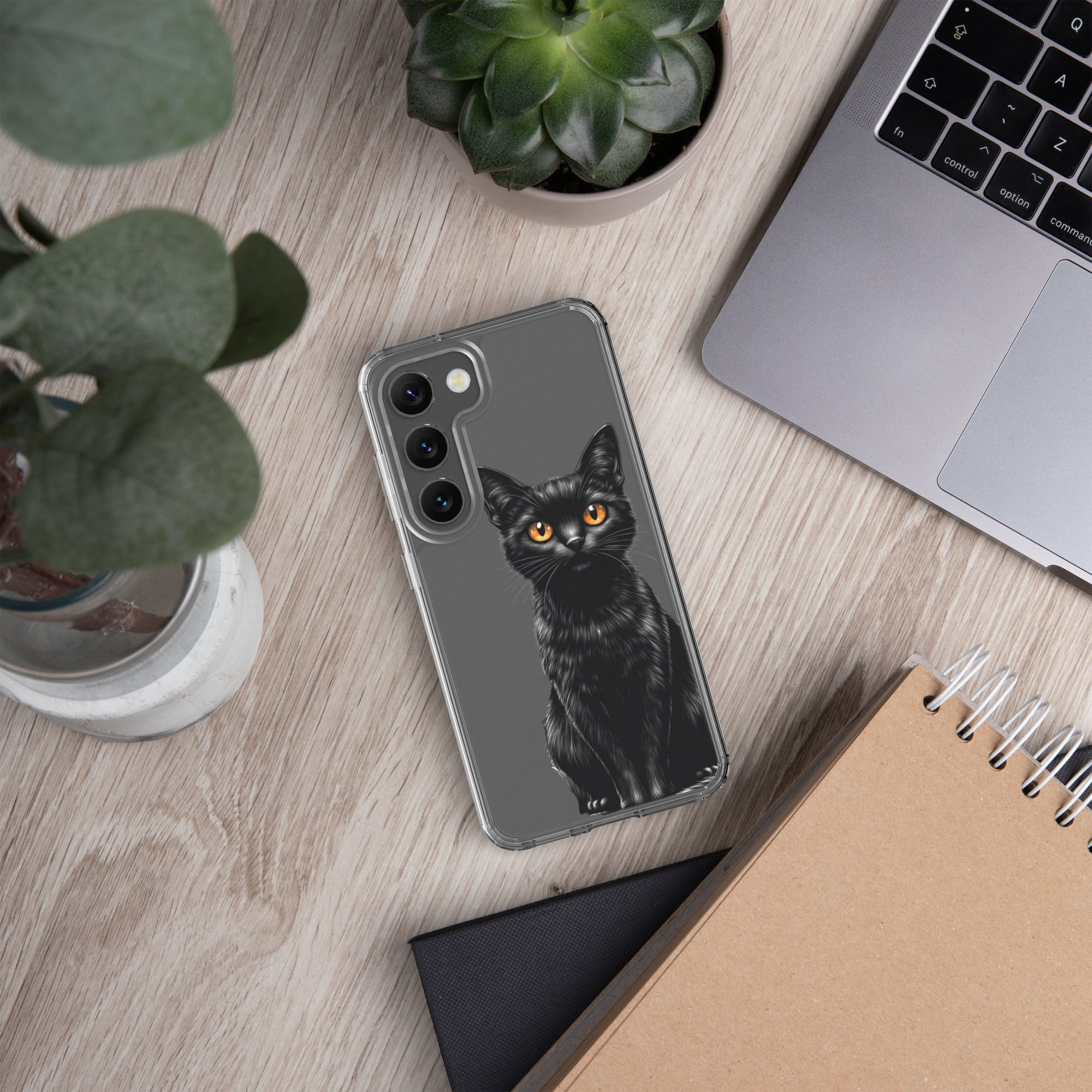 Black Cat Clear Case for Samsung Galaxy S23 – Elegant Minimal Protective Cover