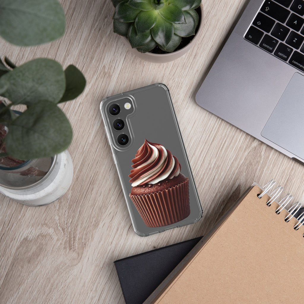Chocolate Swirl Cupcake Clear Case for Samsung Galaxy S23 – Dessert-Inspired Protective Cover