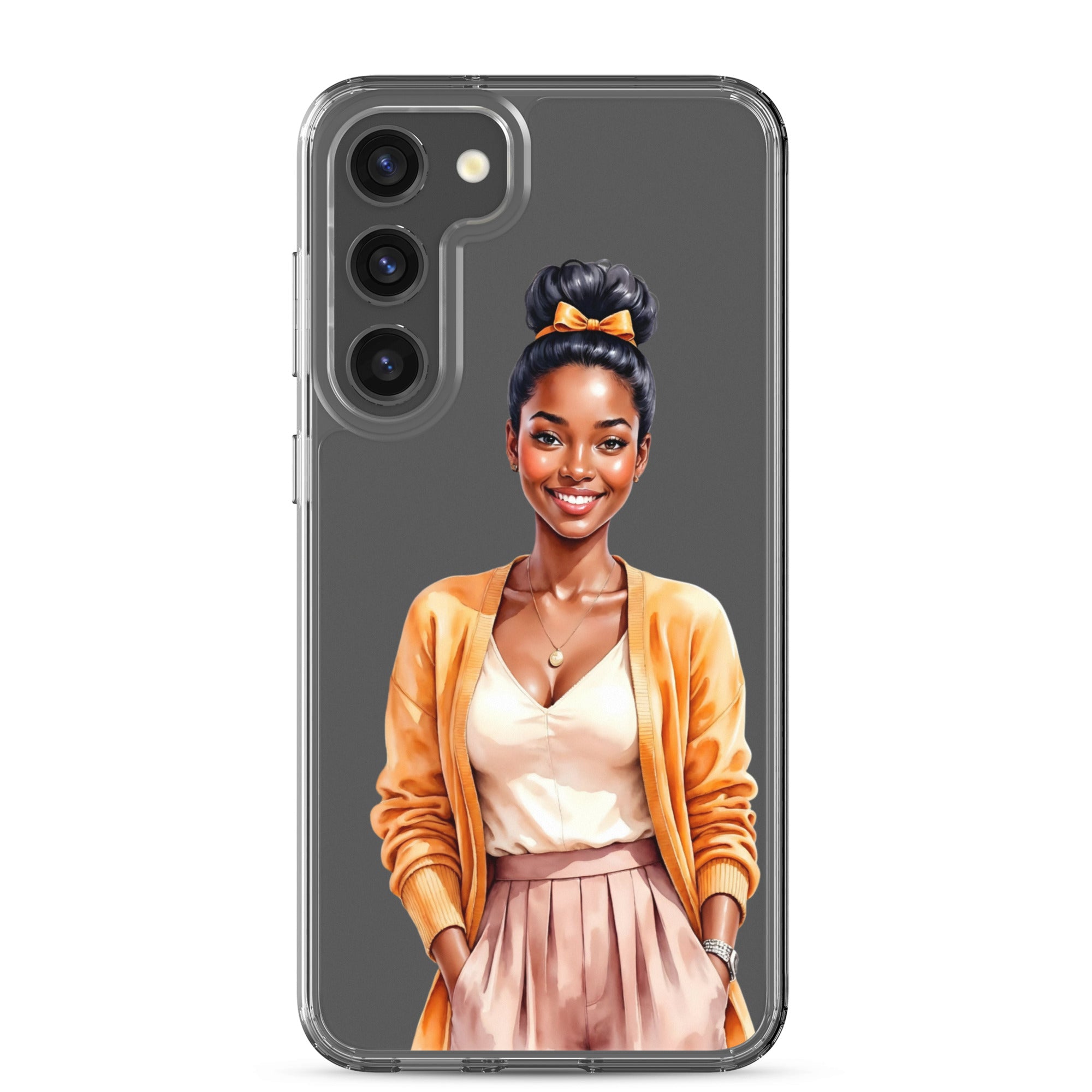 Elegant Portrait Clear Case for Samsung Galaxy S23 Plus – Minimalist Fashion Protective Cover