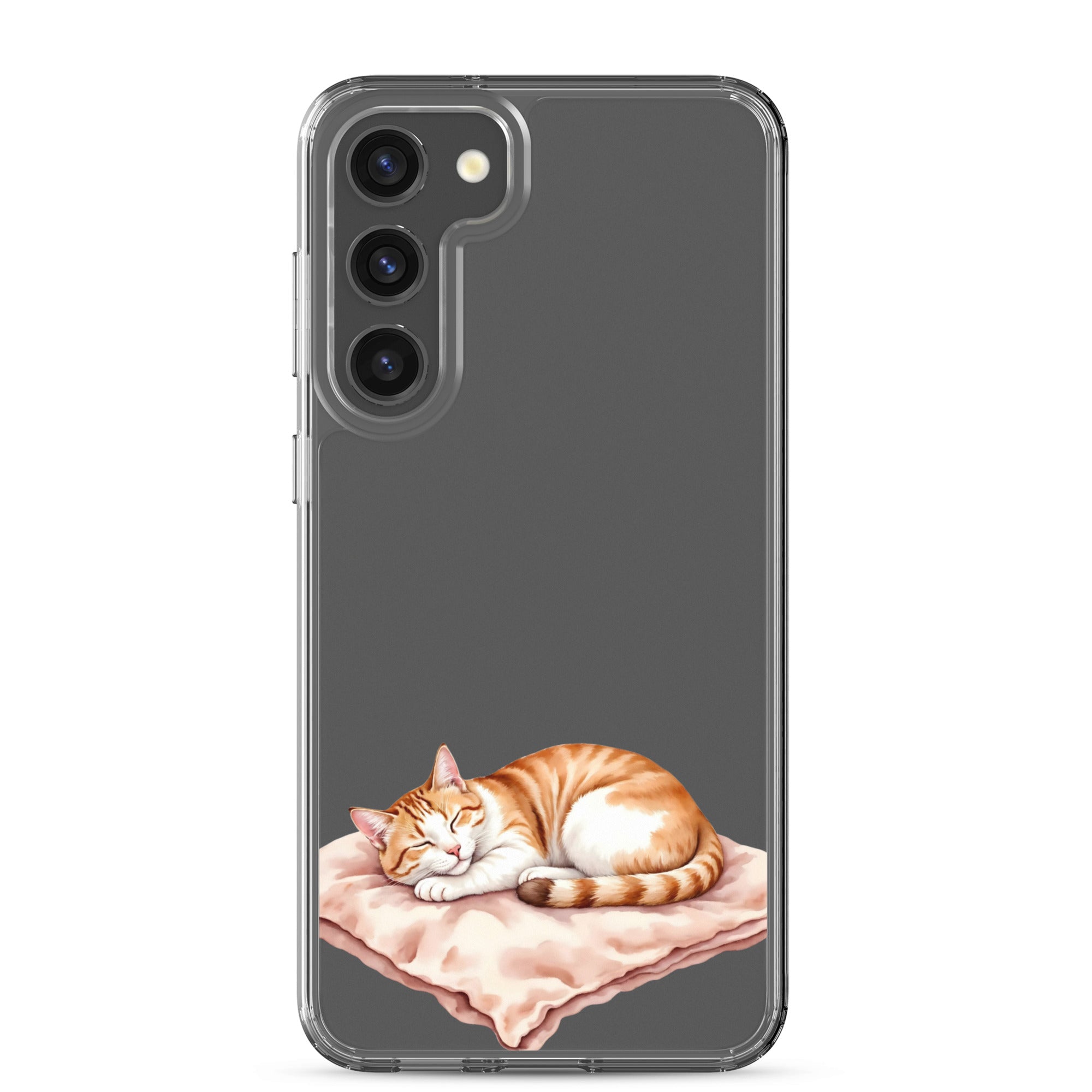 Sleeping Ginger Cat Clear Case for Samsung Galaxy S23 Plus – Cozy Minimal Animal Protective Cover