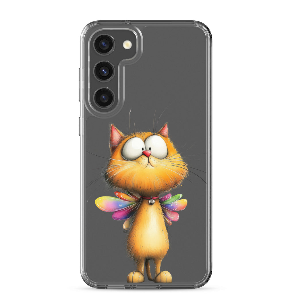 Whimsical Fairy Cat Clear Case for Samsung Galaxy S23 Plus – Playful Fantasy Protective Cover