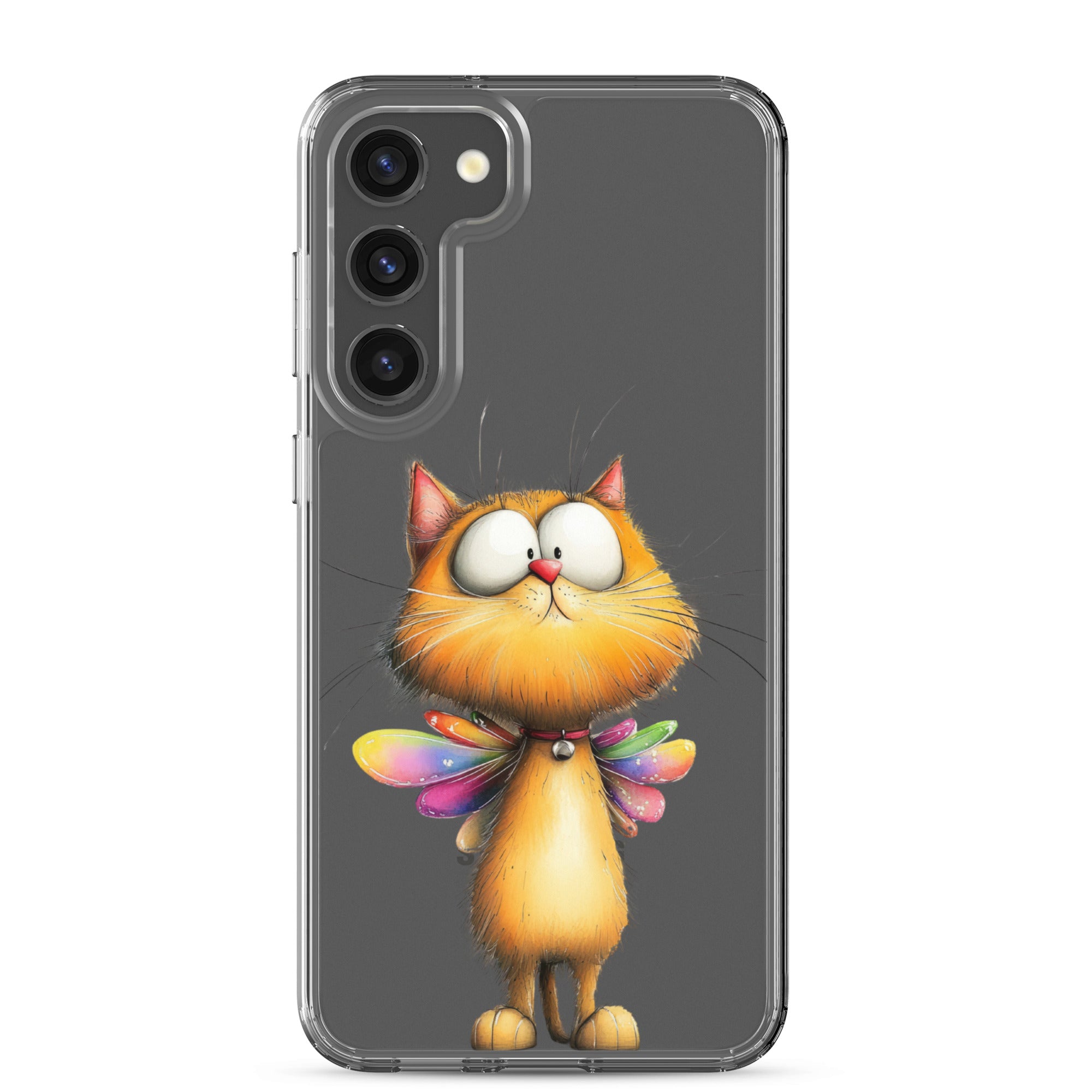 Whimsical Fairy Cat Clear Case for Samsung Galaxy S23 Plus – Playful Fantasy Protective Cover