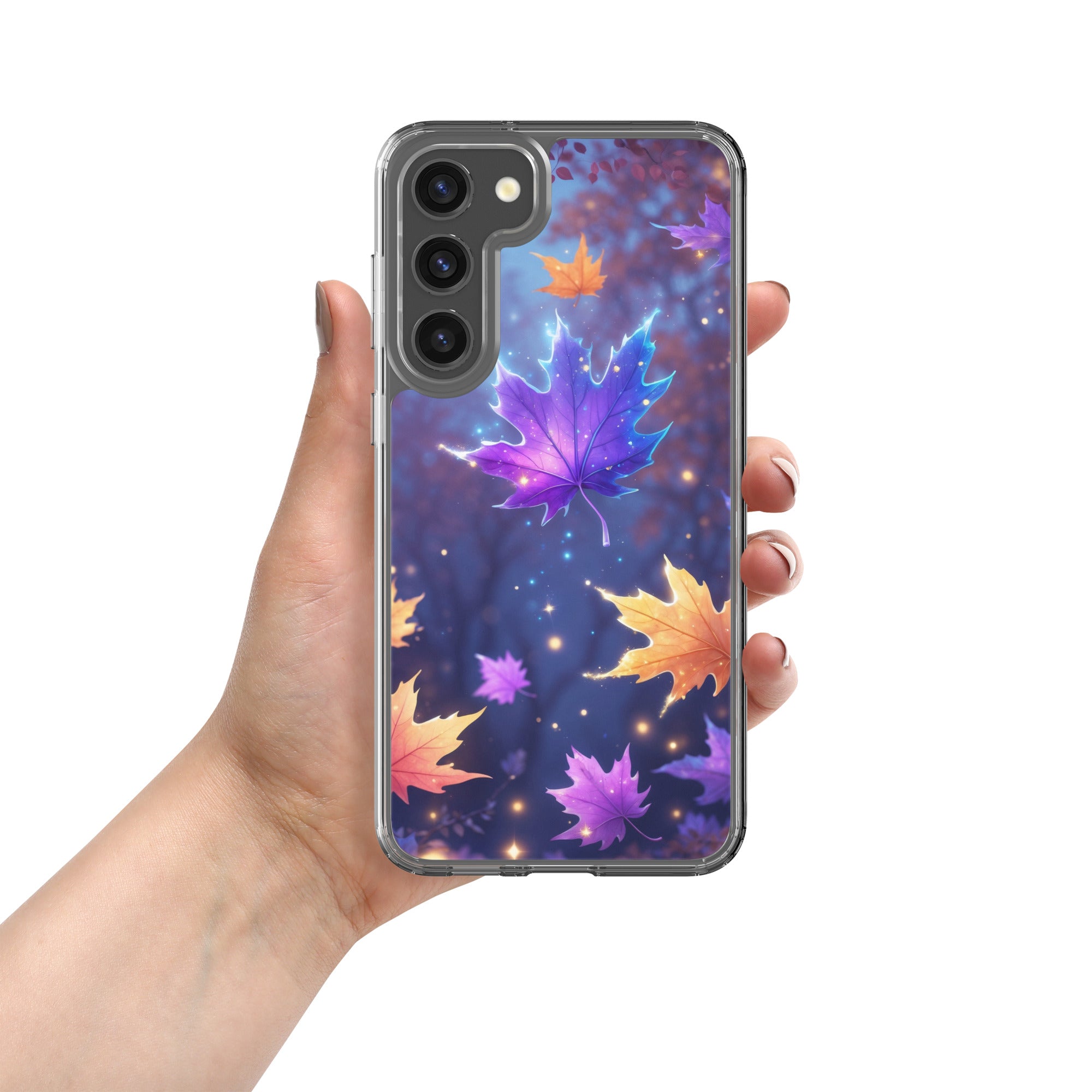 Autumn Leaves Glow Clear Case for Samsung Galaxy S23 Plus – Magical Nature Protective Cover