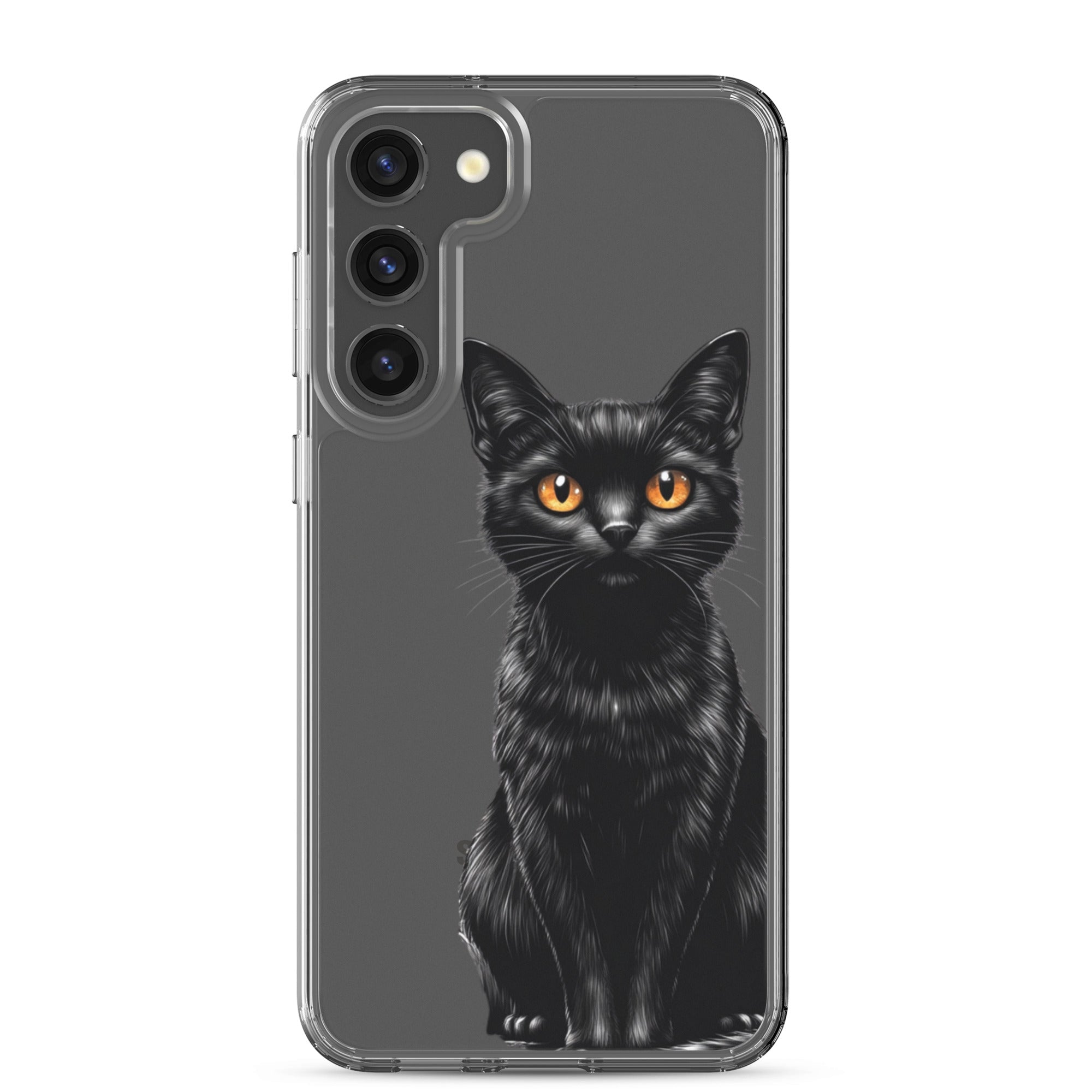 Black Cat Clear Case for Samsung Galaxy S23 Plus – Elegant Minimal Protective Cover