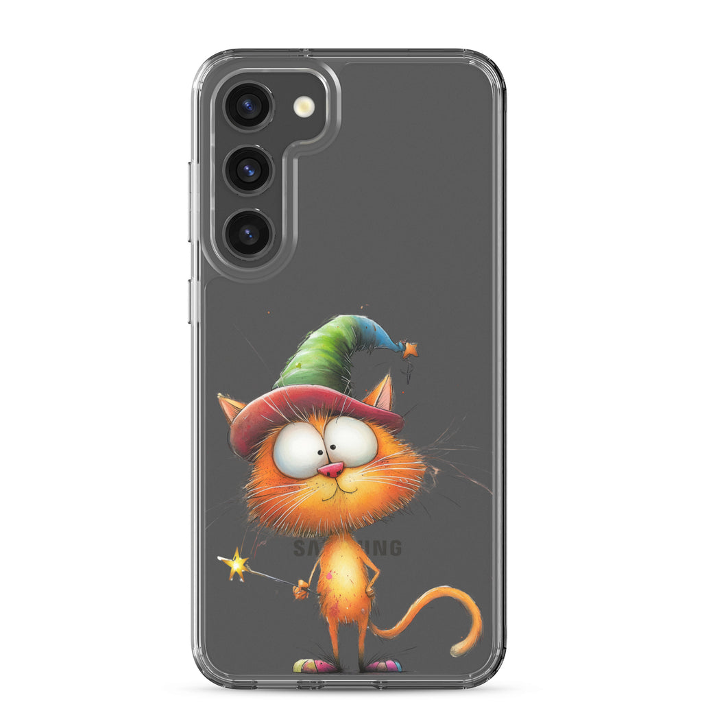 Wizard Cat Clear Case for Samsung Galaxy S23 Plus – Cute Fantasy Protective Cover