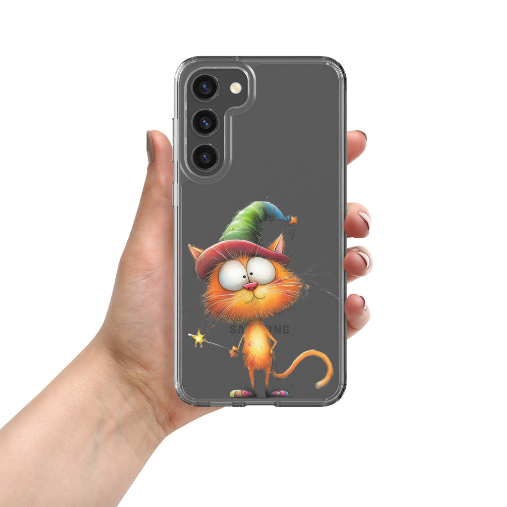 Wizard Cat Clear Case for Samsung Galaxy S23 Plus – Cute Fantasy Protective Cover