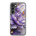 Purple Floral Gold Clear Case for Samsung Galaxy S23 Plus – Elegant Flower Protective Cover