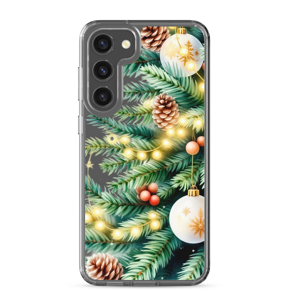 Christmas Pine Branches Clear Case for Samsung Galaxy S23 Plus – Festive Winter Protective Cover