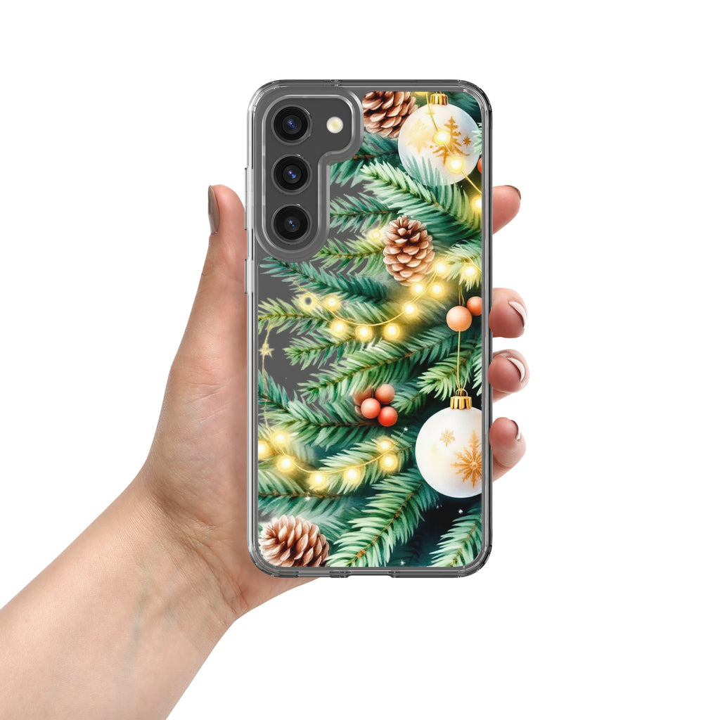 Christmas Pine Branches Clear Case for Samsung Galaxy S23 Plus – Festive Winter Protective Cover
