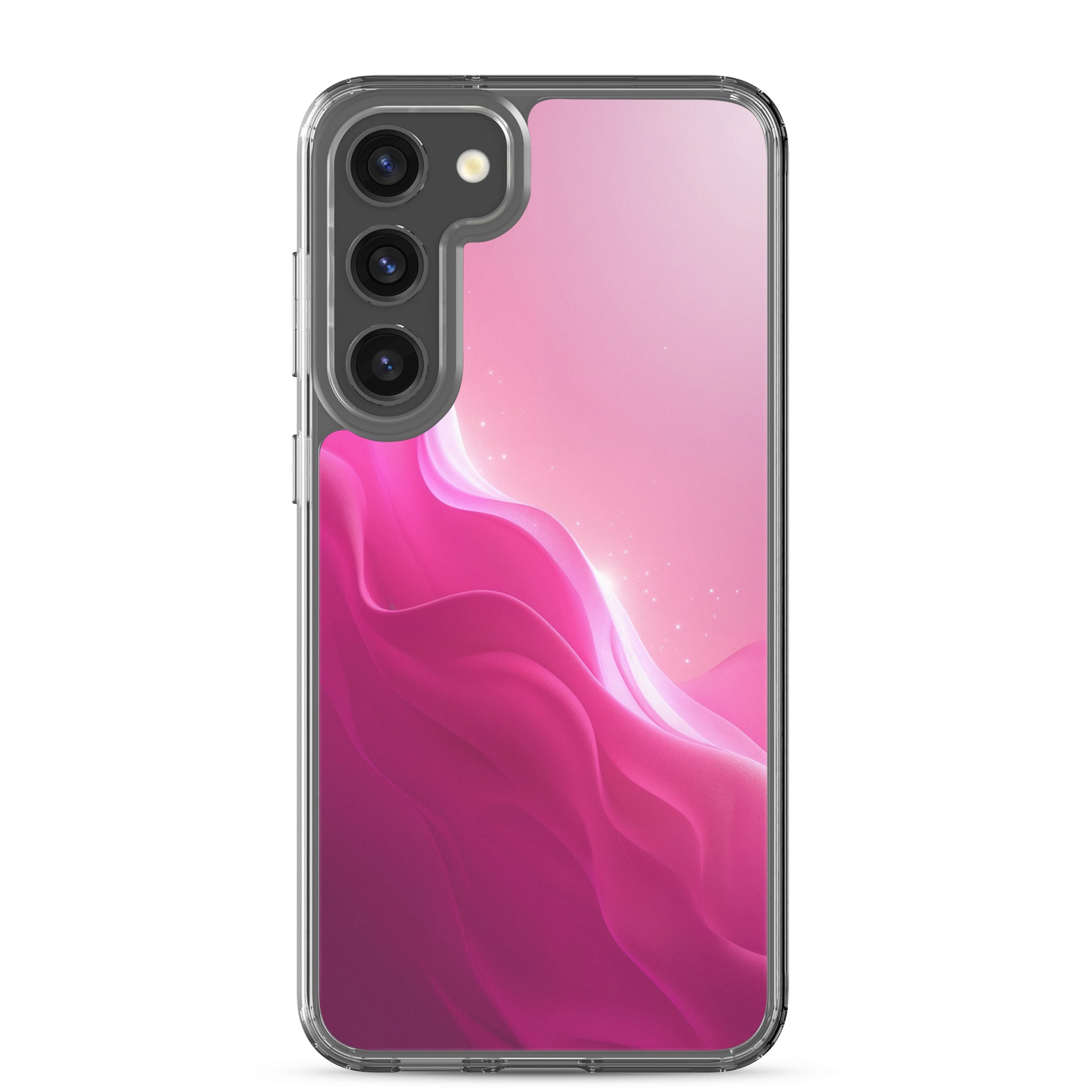 Pink Gradient Waves Dream Clear Case for Samsung Galaxy S23 Plus – Minimal Abstract Protective Cover