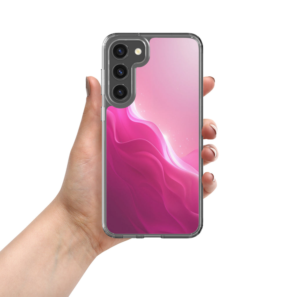 Pink Gradient Waves Dream Clear Case for Samsung Galaxy S23 Plus – Minimal Abstract Protective Cover