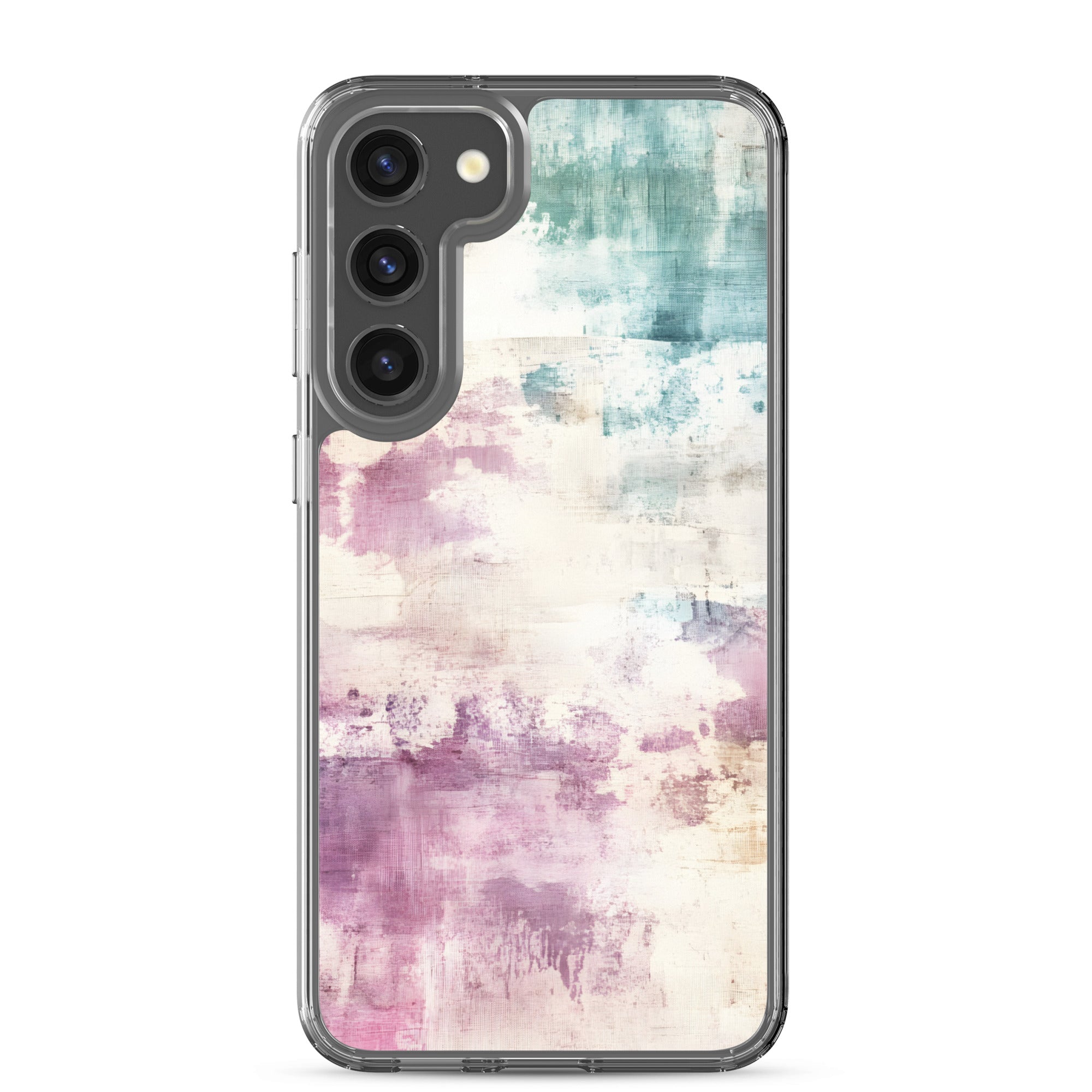 Soft Abstract Pastel Clear Case for Samsung Galaxy S23 Plus – Modern Watercolor Protective Cover