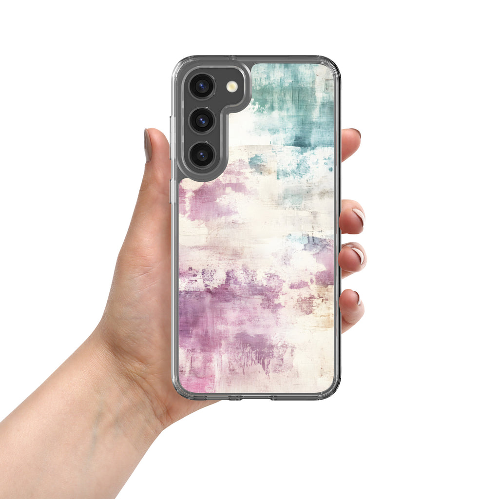 Soft Abstract Pastel Clear Case for Samsung Galaxy S23 Plus – Modern Watercolor Protective Cover