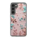 Pastel Floral Leaves Clear Case for Samsung Galaxy S23 Plus – Soft Elegant Protective Cover